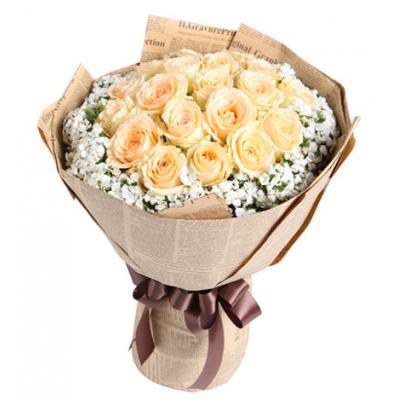 阳光海岸----19枝香槟玫瑰